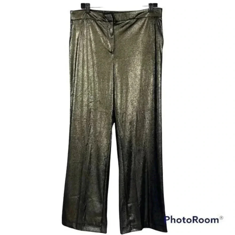 - Joie women pants.Straight leg .Coated polish Gold